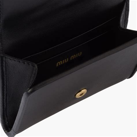 miu miu card holder black|Black/cognac Leather Card Holder .